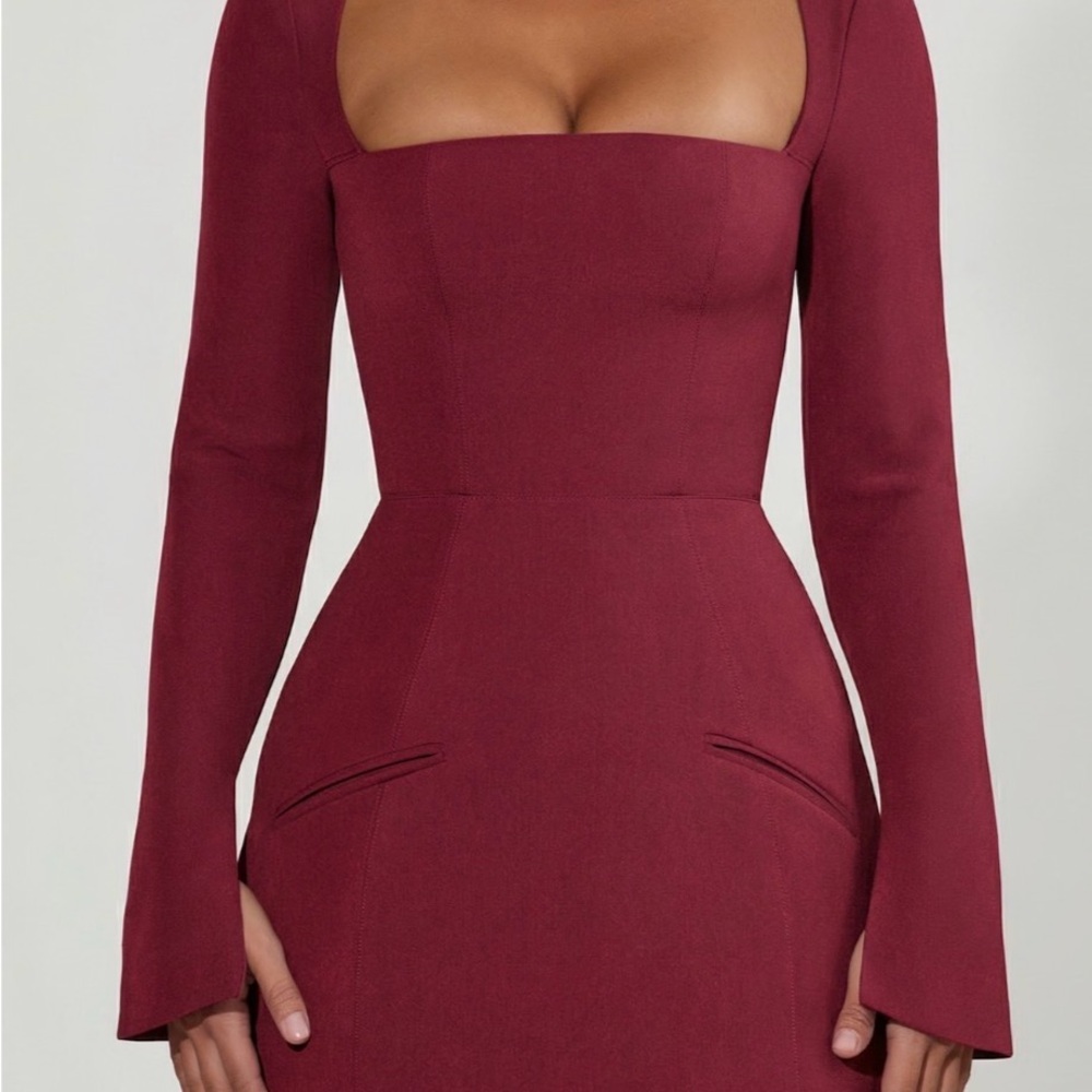 Oh Polly Burgundy Long Sleeve Dress